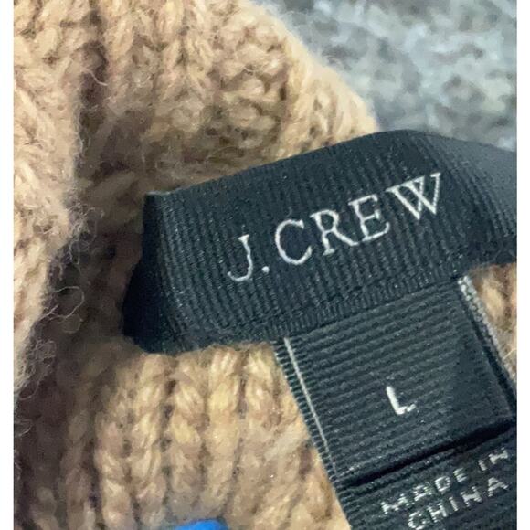 J.Crew Cable-Knit Turtleneck Sweater Wool Blend camel tan Sz L Capsule Wardrobe - Picture 5 of 8